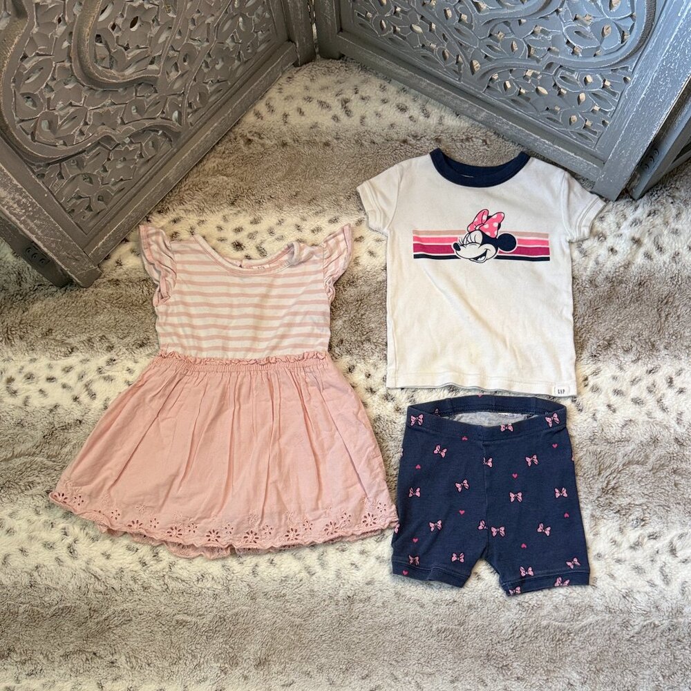 Disney Baby GAP set girls 18-24 months Minnie Mouse preppy hearts garden party
